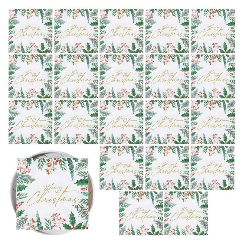Partys Servietten, Gesichtstücher, 20 Stück, Gästeerviette, 2-lagiges Seidenpapier, Handserviette, elegante Abendessen-Dekoration für Weihnachtsfeiern