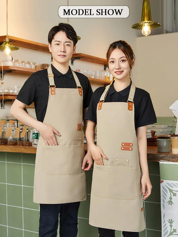 مريلة قماشية مقاومة للماء شديدة التحمل بأكمام واقية - تصميم مقاوم للبقع لمحلات الأطعمة ومحلات الزهور والمشروبات