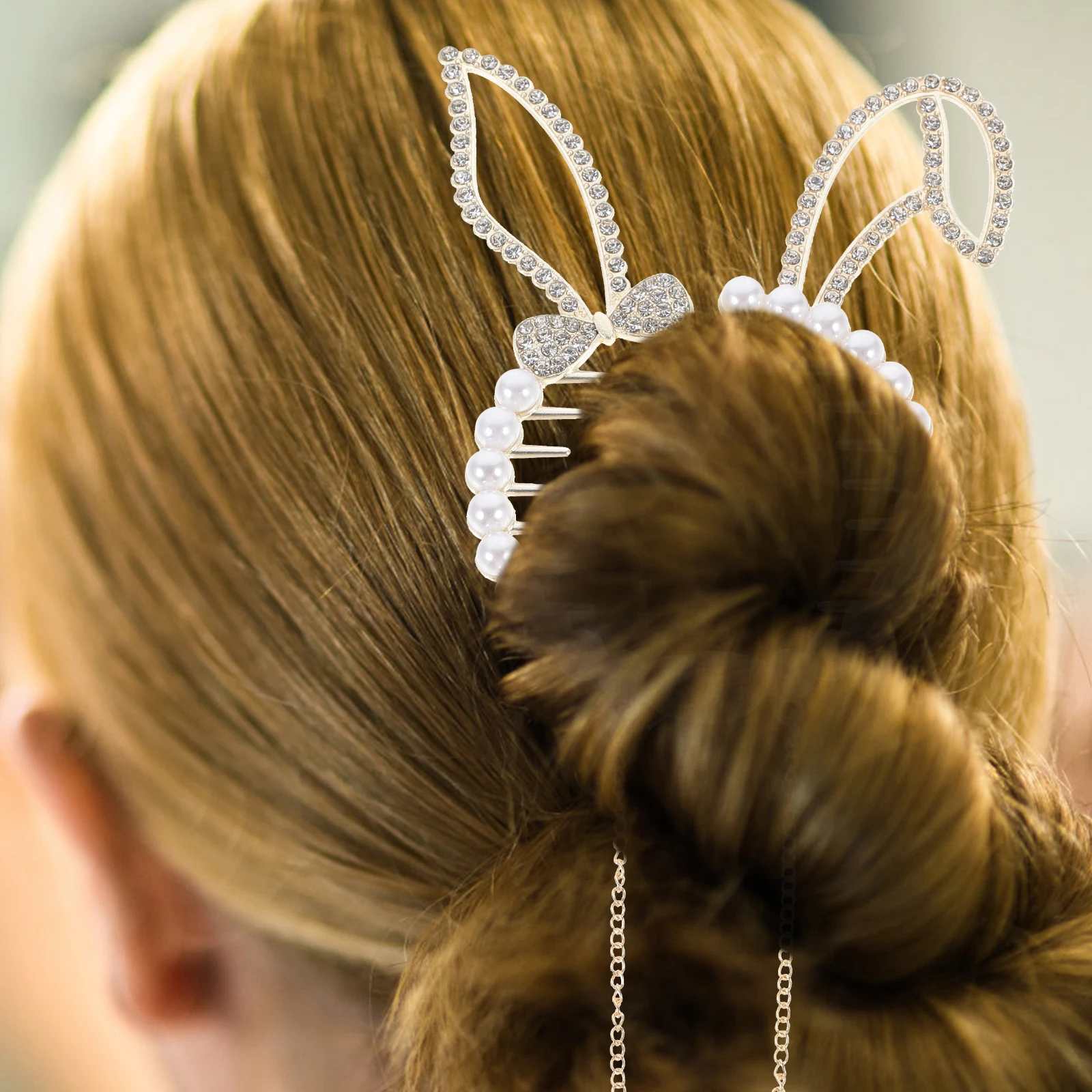 

5pcs Hair Claw Clips Accessories for Women Cute Small Ponytail Holders Kawaii Hair Accessories Pearl Fringe Rhinestone Design