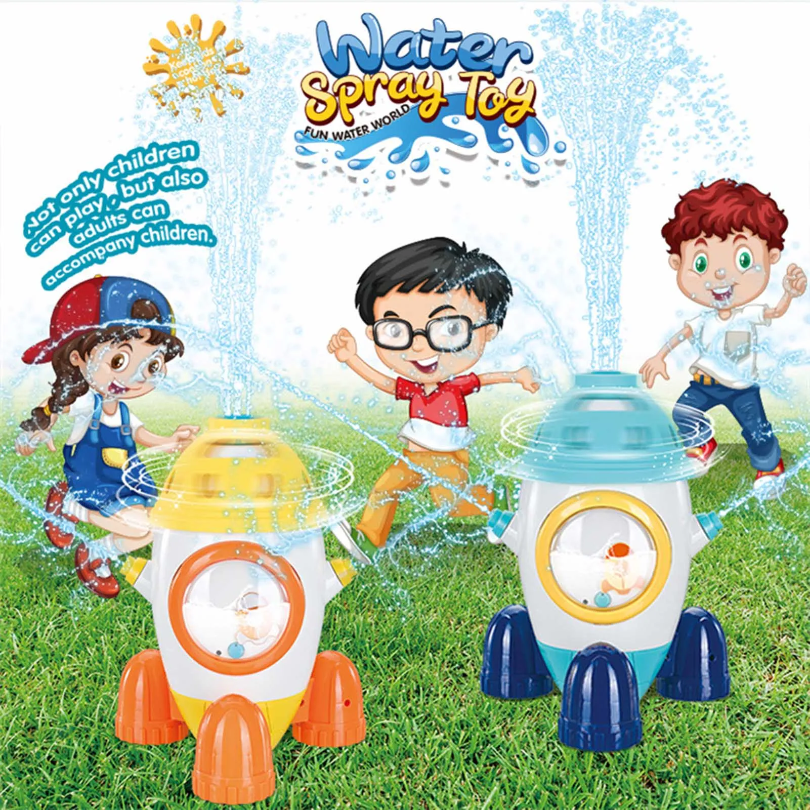 

Kids Sprinkler Water Toys Play In Summer Bathroom Water Toys Spin Rocket Fountain Water Spraying Rotary Spraying Beach Toy Gifts