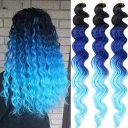 Deep Curly Synthetic Hair Deep Wave Bulk Crochet Braids Black Ombre Blue Brown Red Gray Green Purple Color Twist Braiding Hair