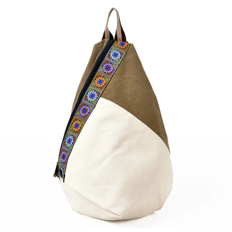 Vrouwen Schouder Rugzak Etnische Borduren Patchwork Canvas Tas Student Rugzakken Reizen Leisure Street Fashion Back Pack