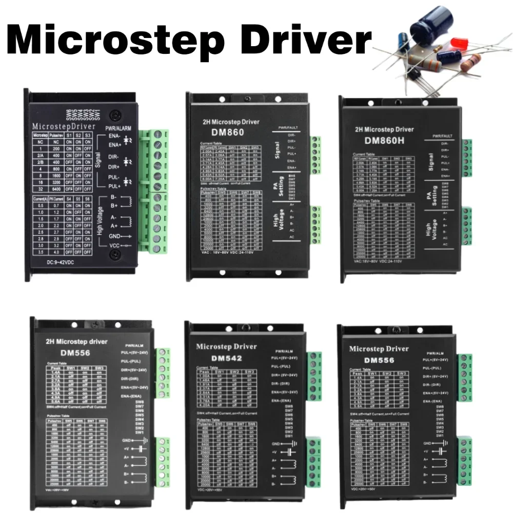 

DM860H DM860 Stepper Motor Drive 0-200khz 2 Phase Stepper Motor Controller AC18-80V Or DC 24-110V Suit For Nema34 Stepper Motor