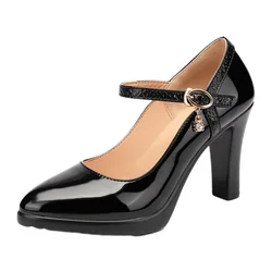 Piccole dimensioni 32-43 scarpe in pelle verniciata donna tacchi alti primavera 2025 Mary Janes Platform Pumps per Office Wedding Dance Model