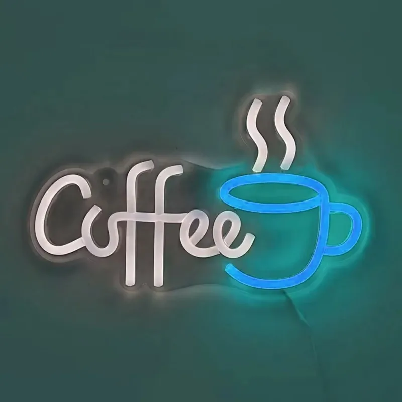 Coffee With Cup Neon Sign USB Powered LED Neon Lights For Room Pub Club Milk Tea Cafe Shop Restaurant Wall Art Neon Decoration