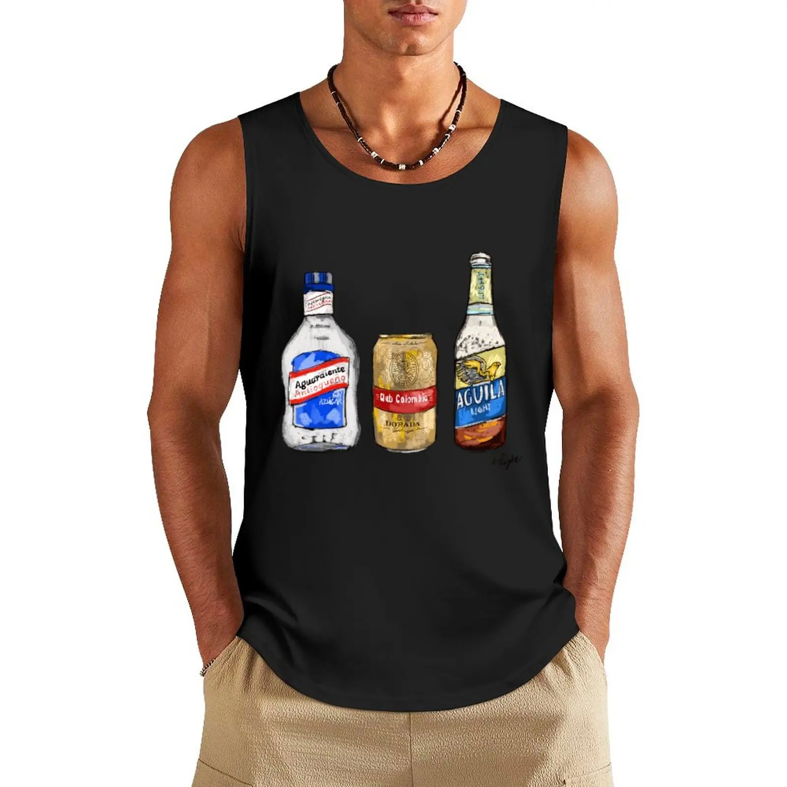 

Club Colombia, Beer, Colombian Beer, Dorada, Aguardiente, Aguila Tank Top Men gym sportswear bodybuilding t-shirts for Men's gym