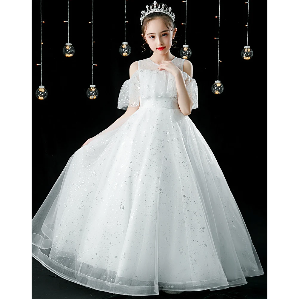 

High-end Dresses For Fashion Girls 10-years-old Birthday Banquet Children Elegant Slim Fit Gowns Piano Performance Formal Dress