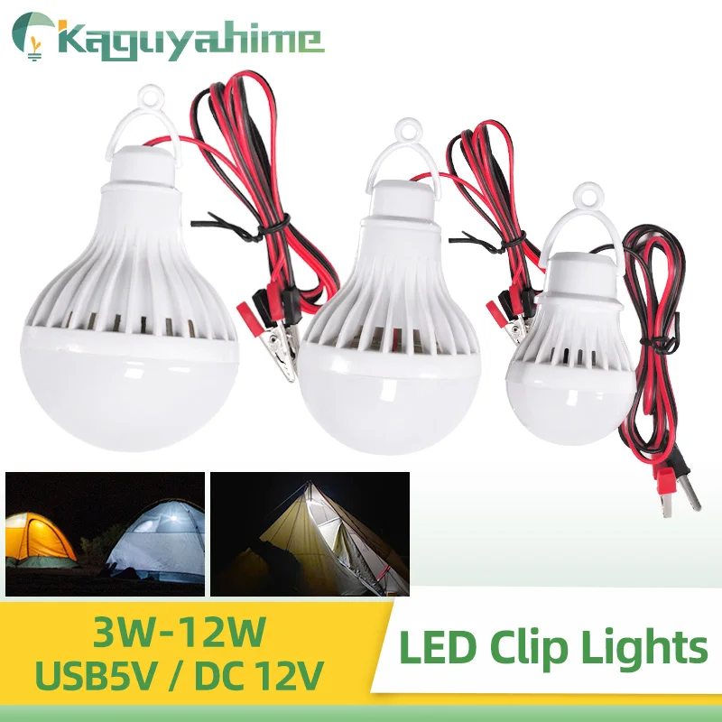 KPS LED Bulb For Car DC 12V With Clip / USB 5V Portable Hang Light Lamp 3W 7W 9W 12W Outdoor Party Camp Night Fishing Emergency