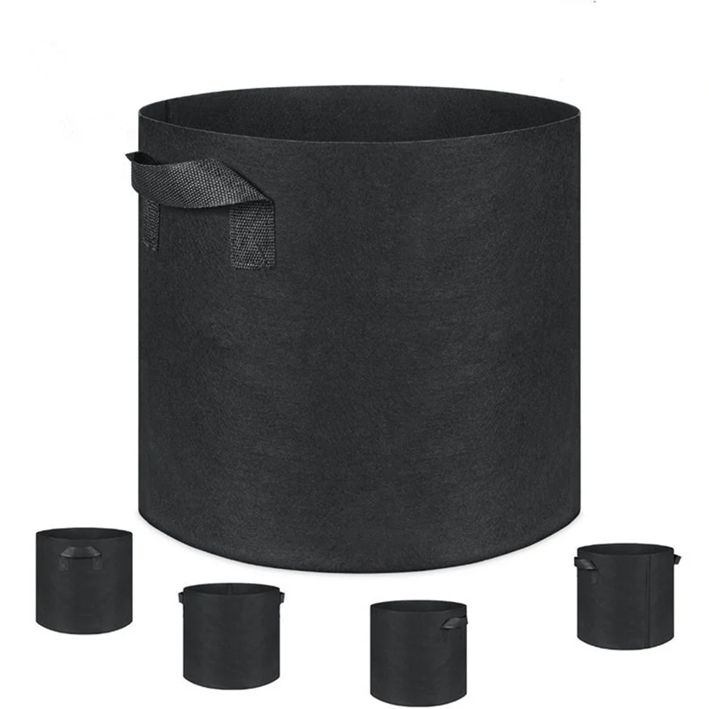 

5pcs 30X30X35Cm Planting Felt Grow Bag Cultivation Garden Pot Vegetable Nursery Transplant Bag Round Black Reusable Durable