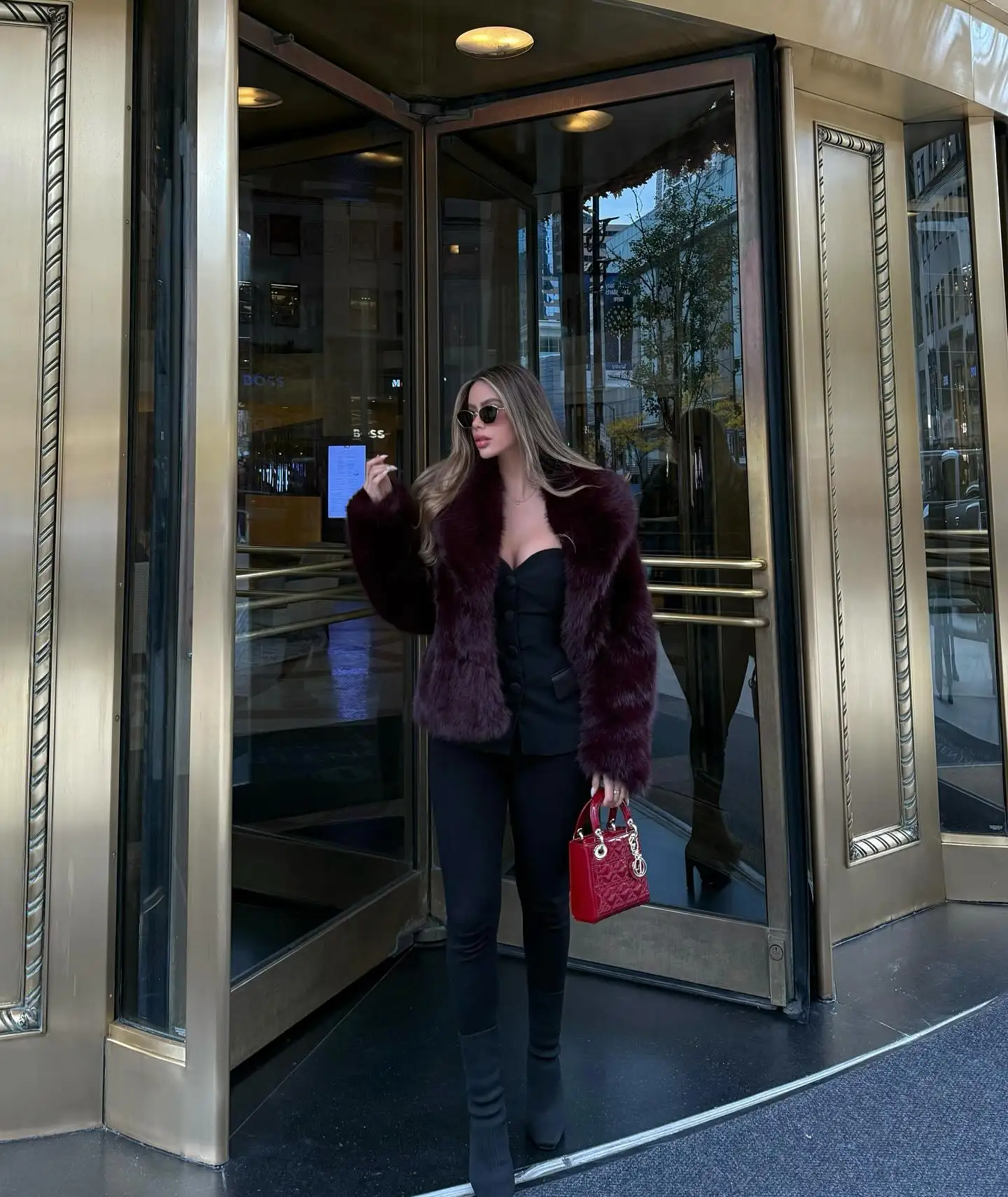 BSAY 人工毛皮効果ショートコート女性のためのファッション冬の新ソリッドカラー長袖シングルブレスト暖かいジャケットコート