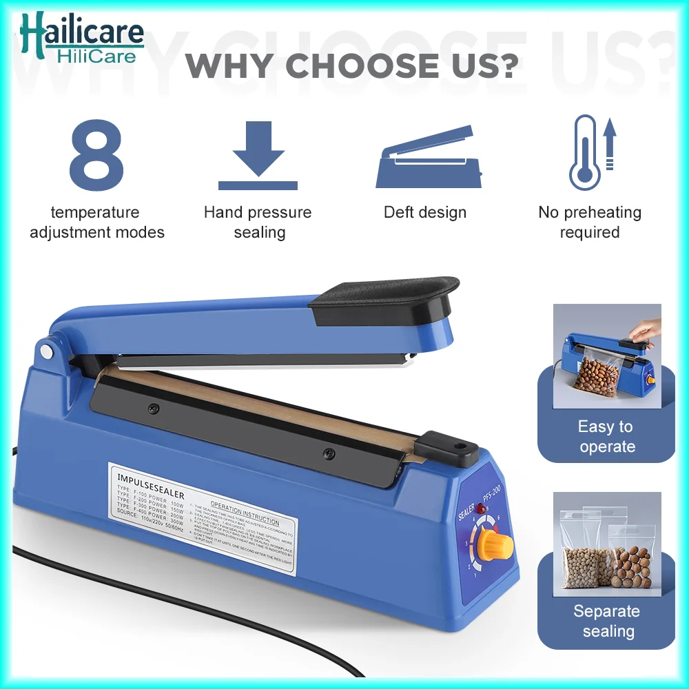 

Manual Heat Seal Machine Household Impulse Vacuum Sealing Food Meat Sealer Plastic Bags For Home Electric Vacuum Sealer