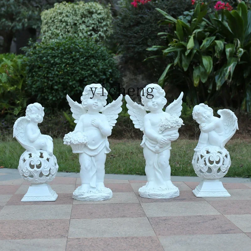 b11-7.1  FRP Angel Flower Pot Sculpture Outdoor Garden Villa Courtyard Ornament European Character Hotel Wedding Ornament