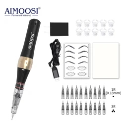 AIMOOSI-Juego de máquina de tatuaje M7, pistola de Microblading para cejas, PMU, pluma, aguja, máquina de maquillaje permanente, suministros profesionales para principiantes