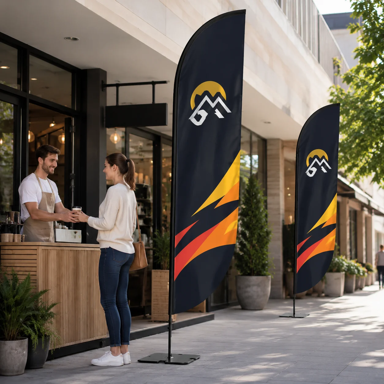Custom Double Blade Flag Personalized Outdoor Advertising Feather Flag Banner With Logo Printing No Pole Business Promotion