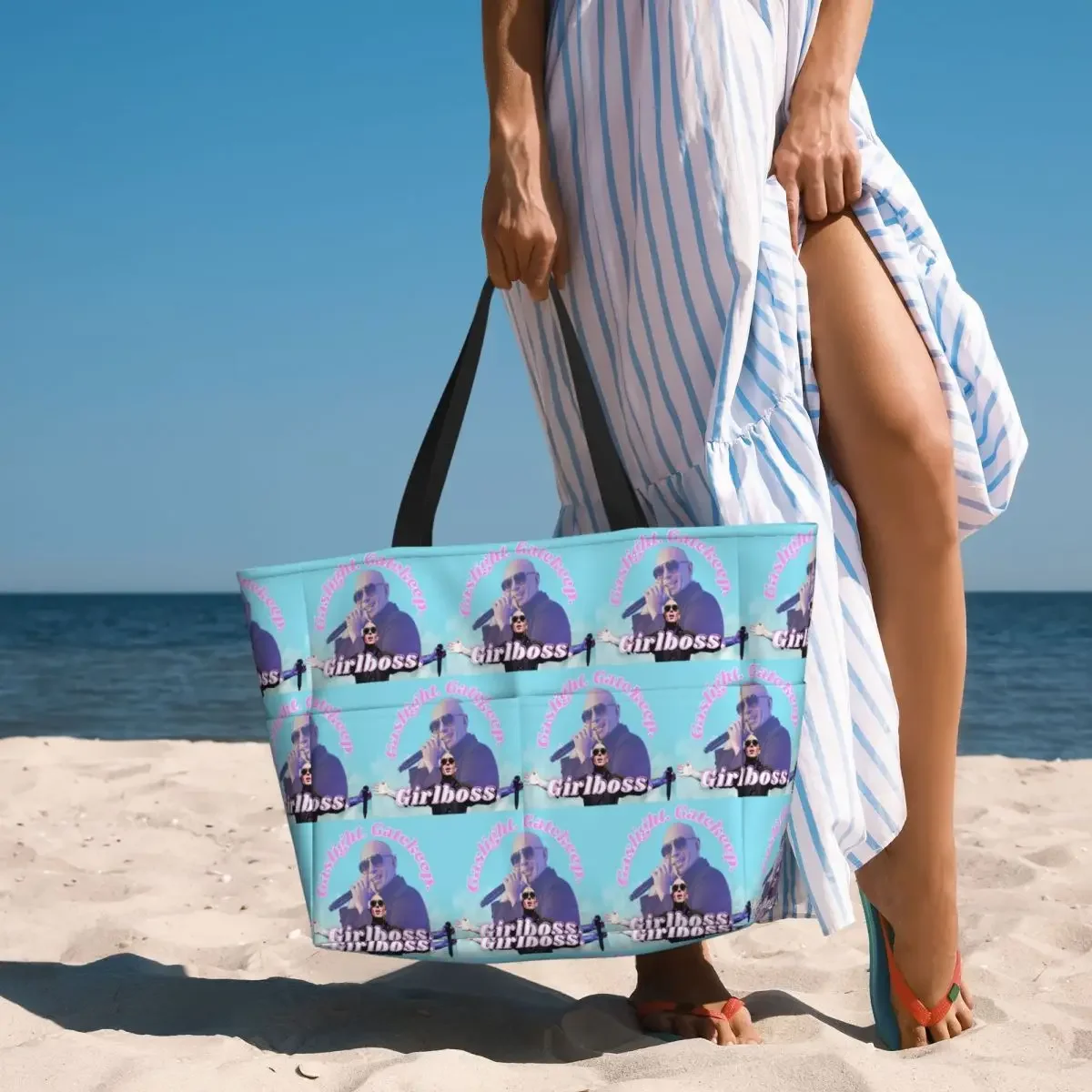 Mr. Worldwide Says To Girlboss Beach Tote Bag Sport Gym Yoga Duffle Large Tote Bag Women Travel Bag Fitness bag