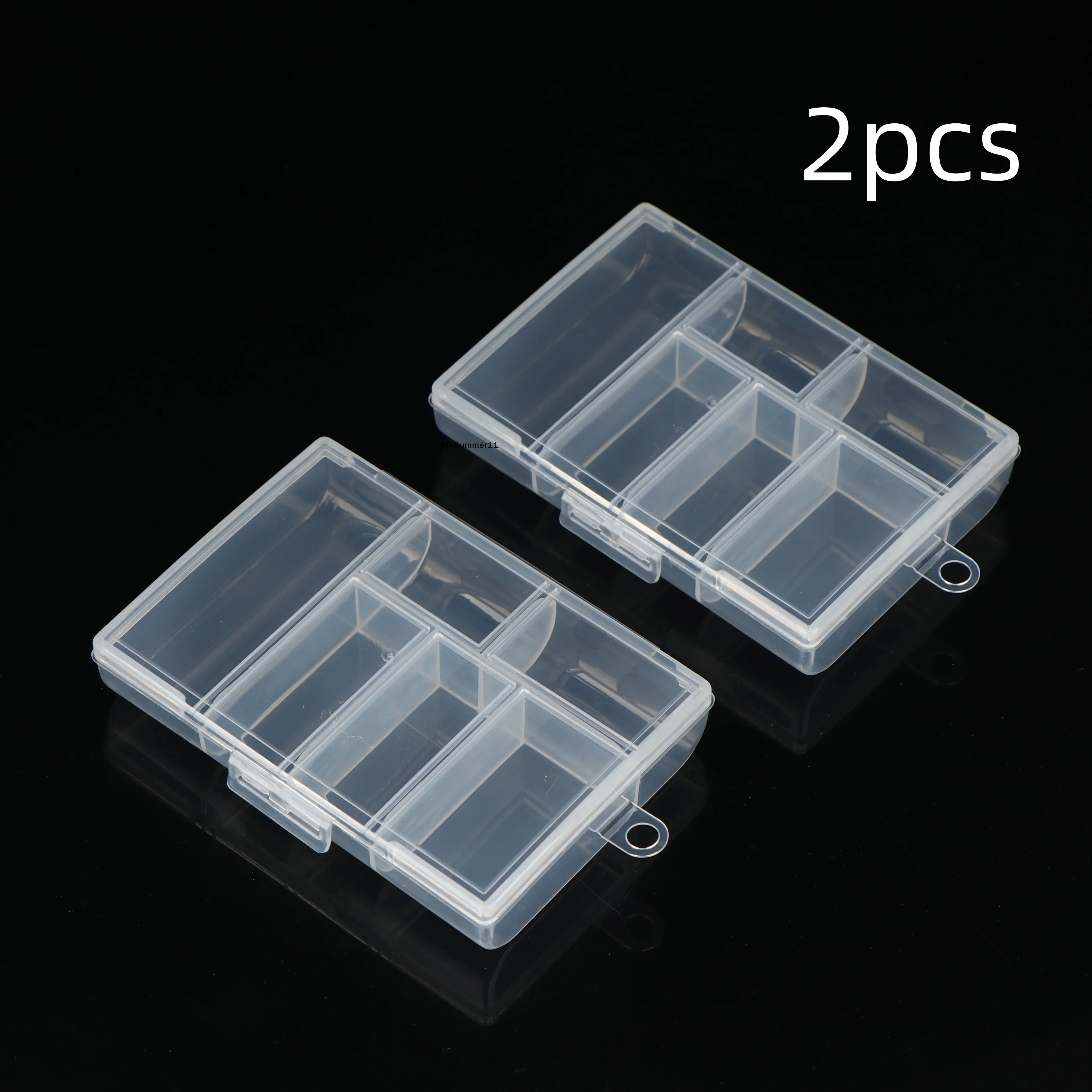 Au2pcs Plastic Jewelry Box 6 Compartment Slot Organizer Storage Beads Container Jewelry Storage Box Rectangle Case