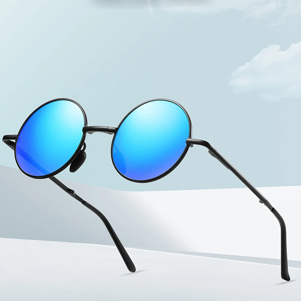 Portable Folding Retro Round Sun Glasses Polarized Mirror Sunglasses Custom Made Myopia Minus Prescription Lens -1 to -6