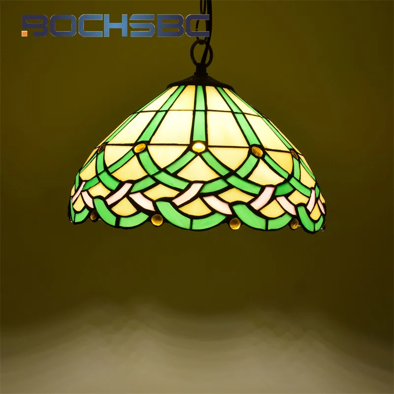 BOCHSBC Tiffany Vintage style stained glass chandelier Art Deco living room Bedroom bed bay window Dining room suspended light