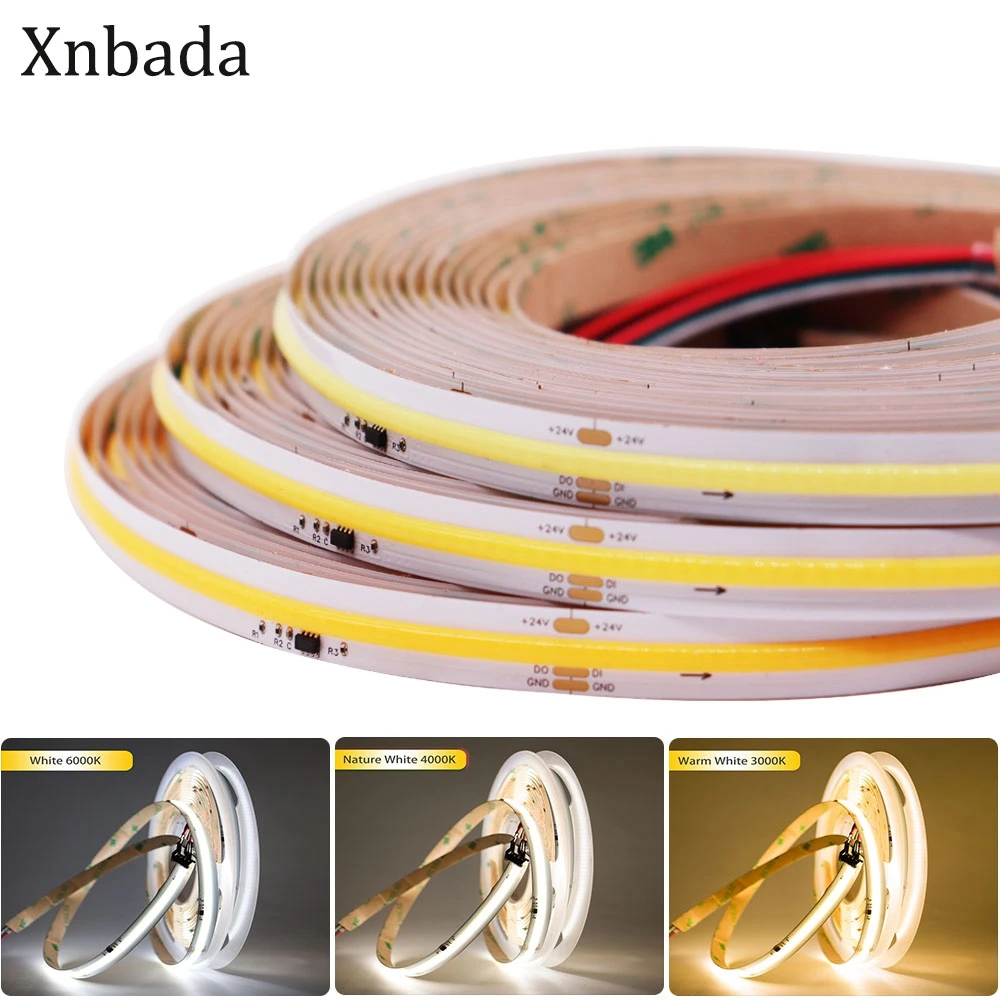 WS2811 IC COB 24V DIM LED Light Strip indirizzabile 420Led/m 50W flessibile ad alta densità FOB COB LED Lights RA90 3000K 4000K 6000K