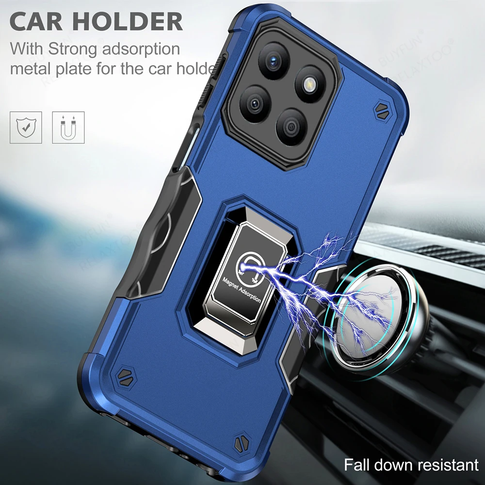 Heavy Duty Shockproof Armor Case For Honor X8b 4G Magnet Holder Ring Protect Funda On Honar Honer X8b X 8b X8 b HonorX8b 4G 2024