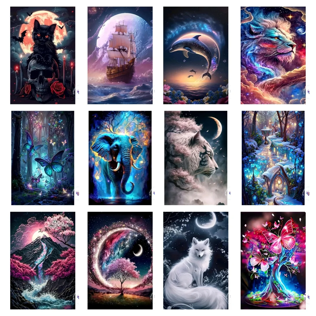 

Dreamy Forest Animal Lion Fox AB Diamond Painting Kit Square Round Diamond 5D DIY Mosaic Handmade Art Exquisite Gift Home Decor