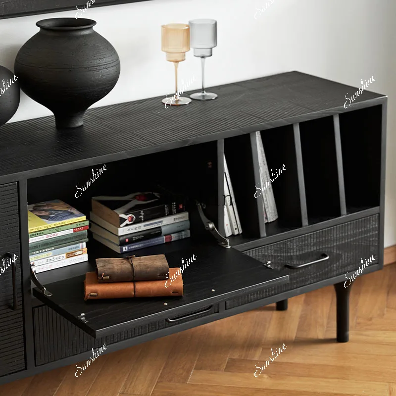 

Retro industrial solid wood storage locker, wabi-sabi elm tea cabinet FT