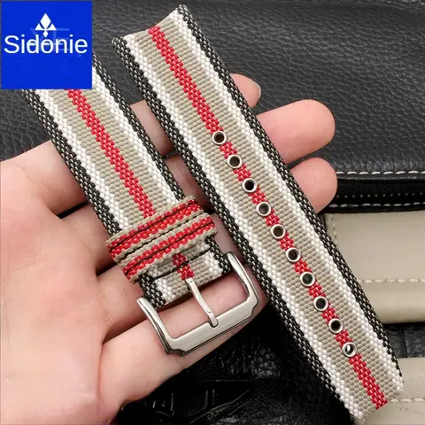 Strap azier fähiges Nylon armband mit Bogen mund für Burberry Omega 7600 7601 7602 22mm männliche Armbanduhr weiches und bequemes Uhren zubehör