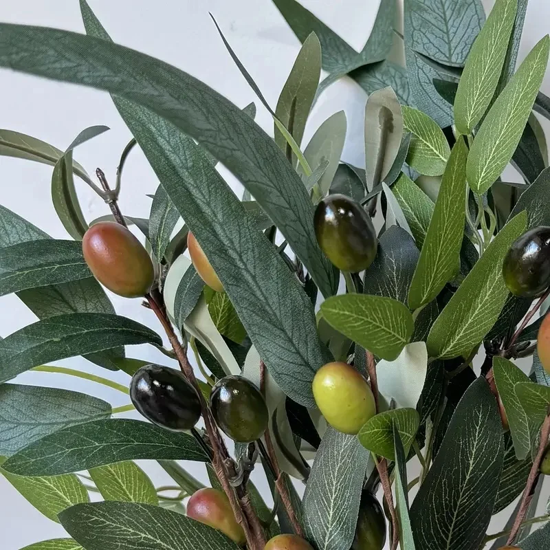 Lebensechte Olivenzweige, künstliche Olivenblätter und Olivenbeerenstiele, künstliche Pflanzen für Zuhause, Hochzeit, DIY-Dekoration, Weihnachtsfeier – Detail 6