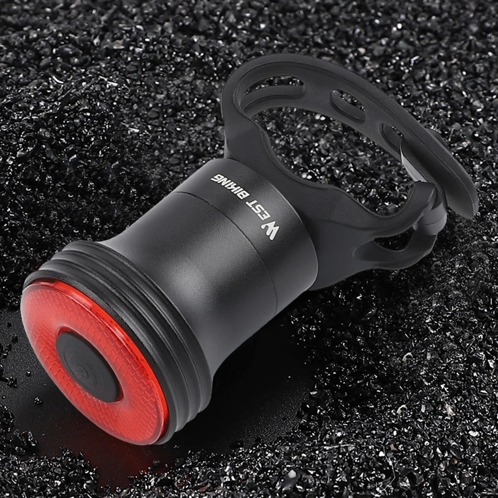 WEST BIKING Bicycle Smart Brake Rear Light LED 400mAh Bicycle Taillight Aluminum Alloy Type-C USB Rechargable Cycling Equipment