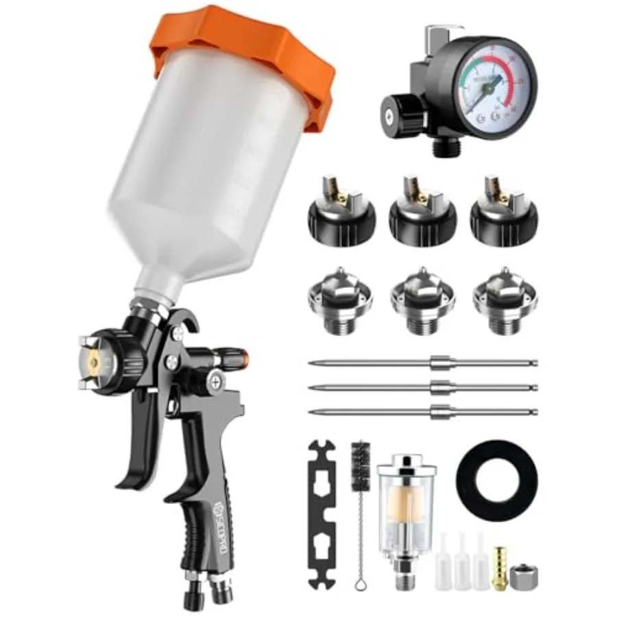 

LVLP Air Paint Sprayer Gun for Cars House Painting Paint Guns Automotive Premium Kit 1.3/1.5/1.7mm High-Precision Nozzles Varni