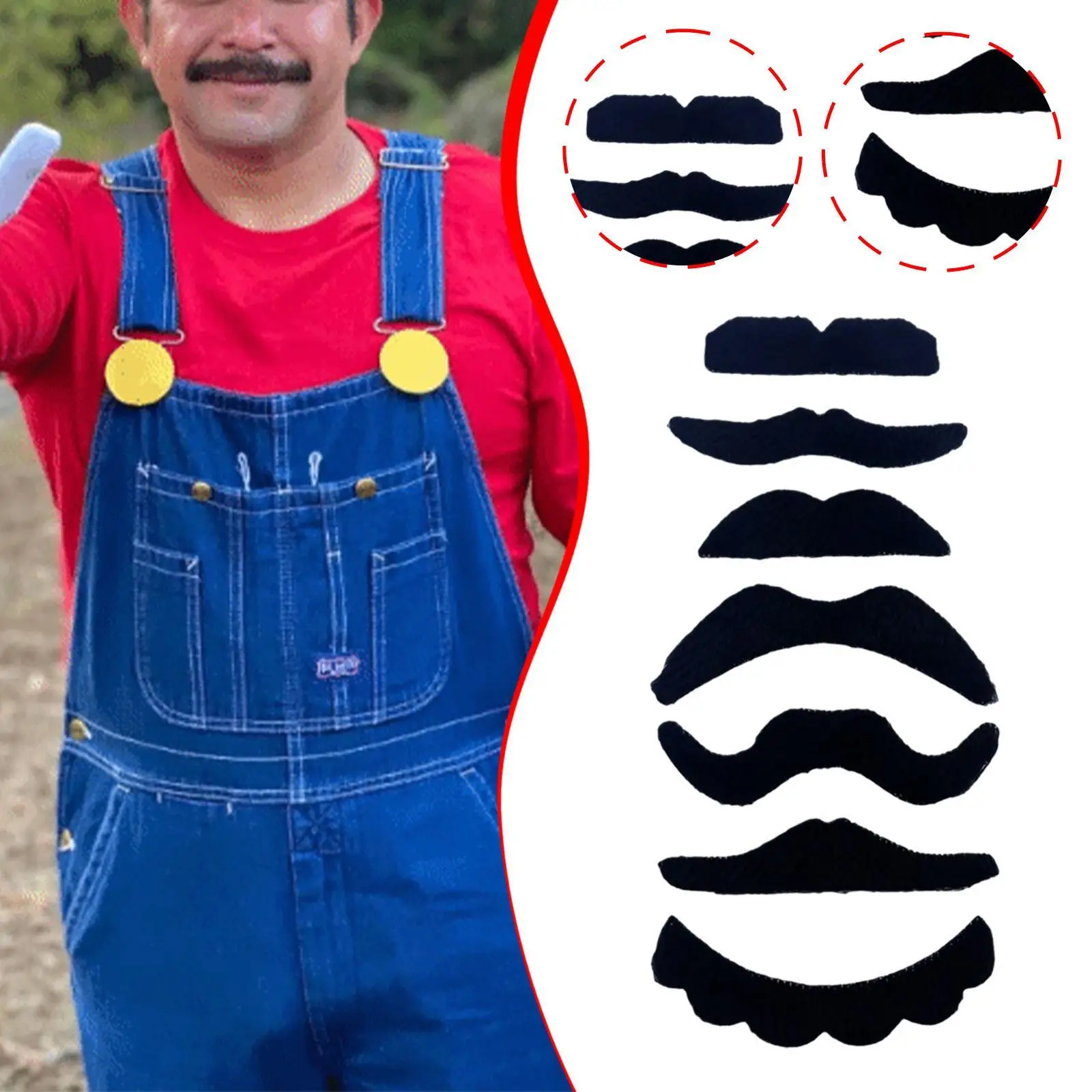 

7 шт., искусственные усы, реквизит для фотобудки, сувениры, самоклеящиеся усы для маскарада, вечеринки, праздника, Хэллоуина, карнавала