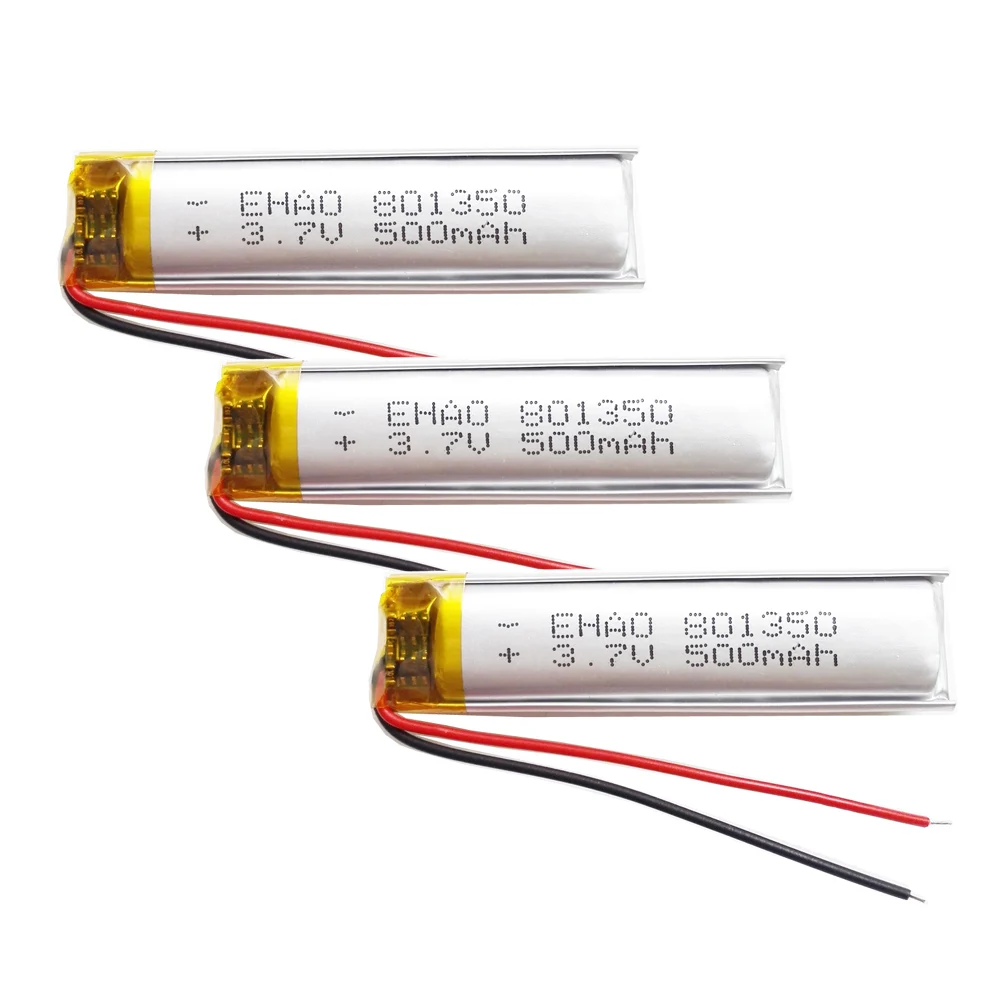 3 X szt 801350 3.7V 500mAh akumulator Lipo polimerowe baterie litowe do MP3 GPS DVD rejestrator Bluetooth E-book Camera