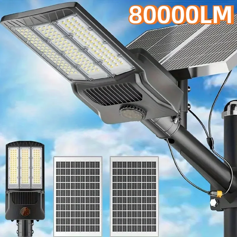 80000LM Solar Light With 2 Solar Panls Outdoor Solar Street Light With Motion Sensor Garden Wall Lamp Parking Solar Flood Light