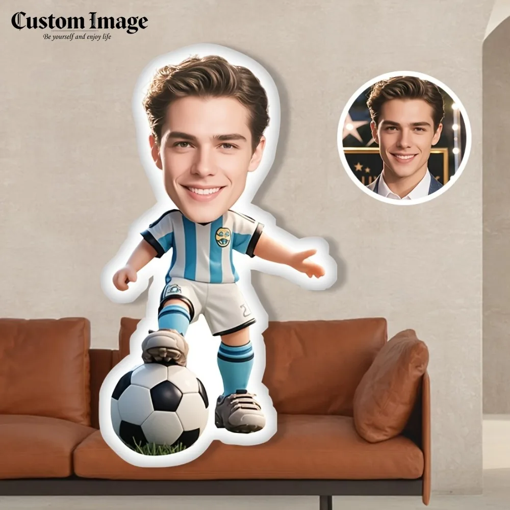 

Custom Soccer Player Pillow Personalized Football Lover Photo Double Sided Printing Cushion
