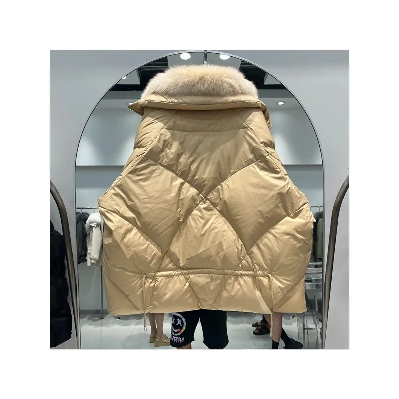 High imitation fox fur collar loose fur cloak type pregnant women's down jacket amine fat sister plus size down jacket