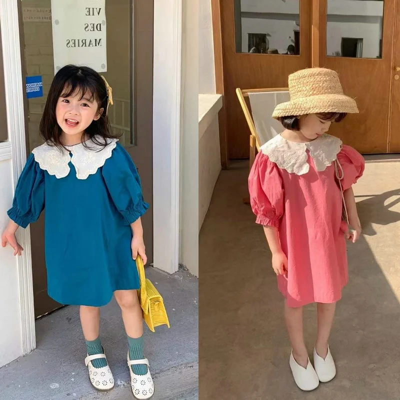 

Girl Dress Kids Skirts Spring Summer Cotton 2022 Solid Flower Girl Dress Party Evening Gown Beach Outdoor Children Clothing