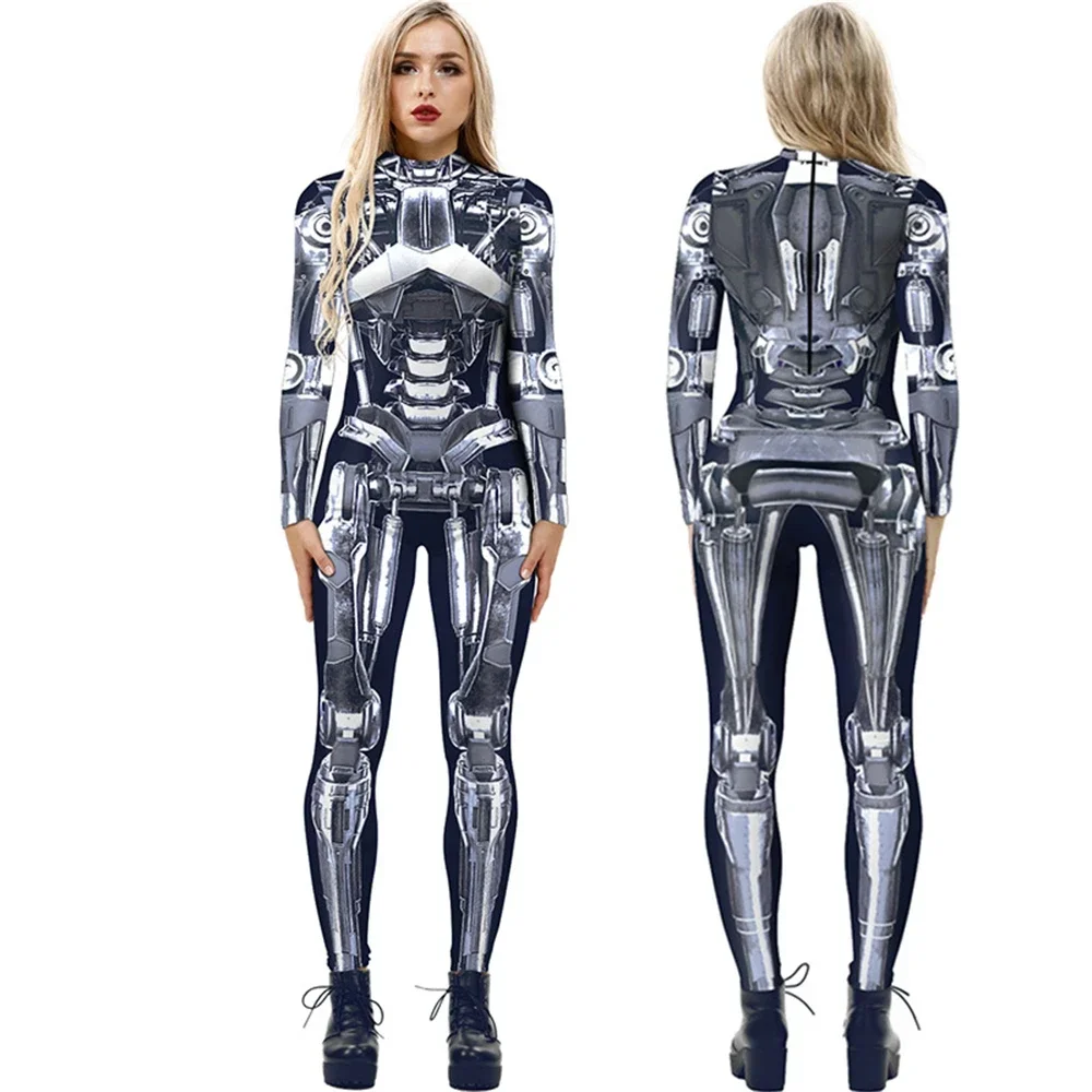 

Futuristic Technology Halloween Cosplay Costume Women Men 3D Print Party Bodysuit Robot Mechanical Jumpsuit Carnival Onesies