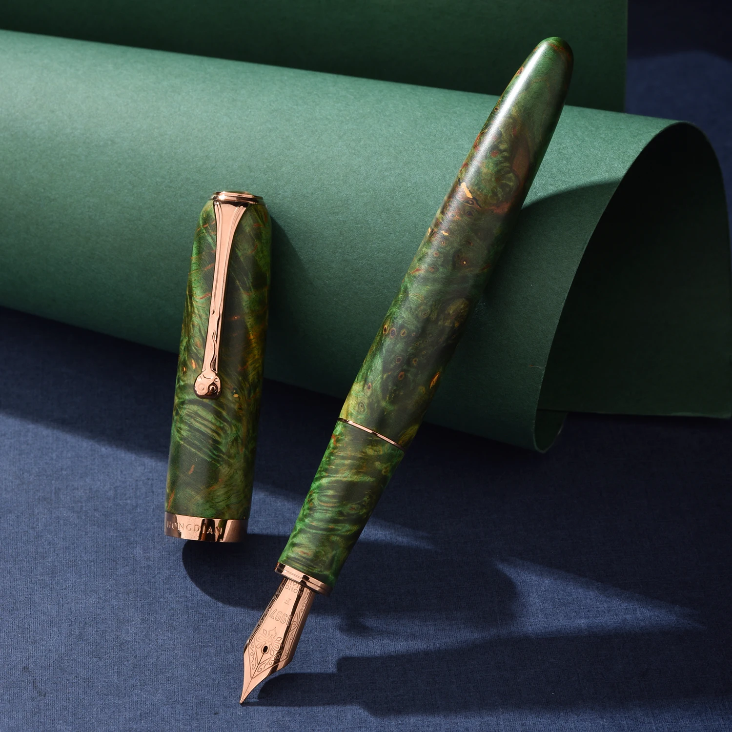 قلم حبر خشبي ثابت من Hongdian A10 EF/F Nib قلم كتابة يدوي مع محول #2