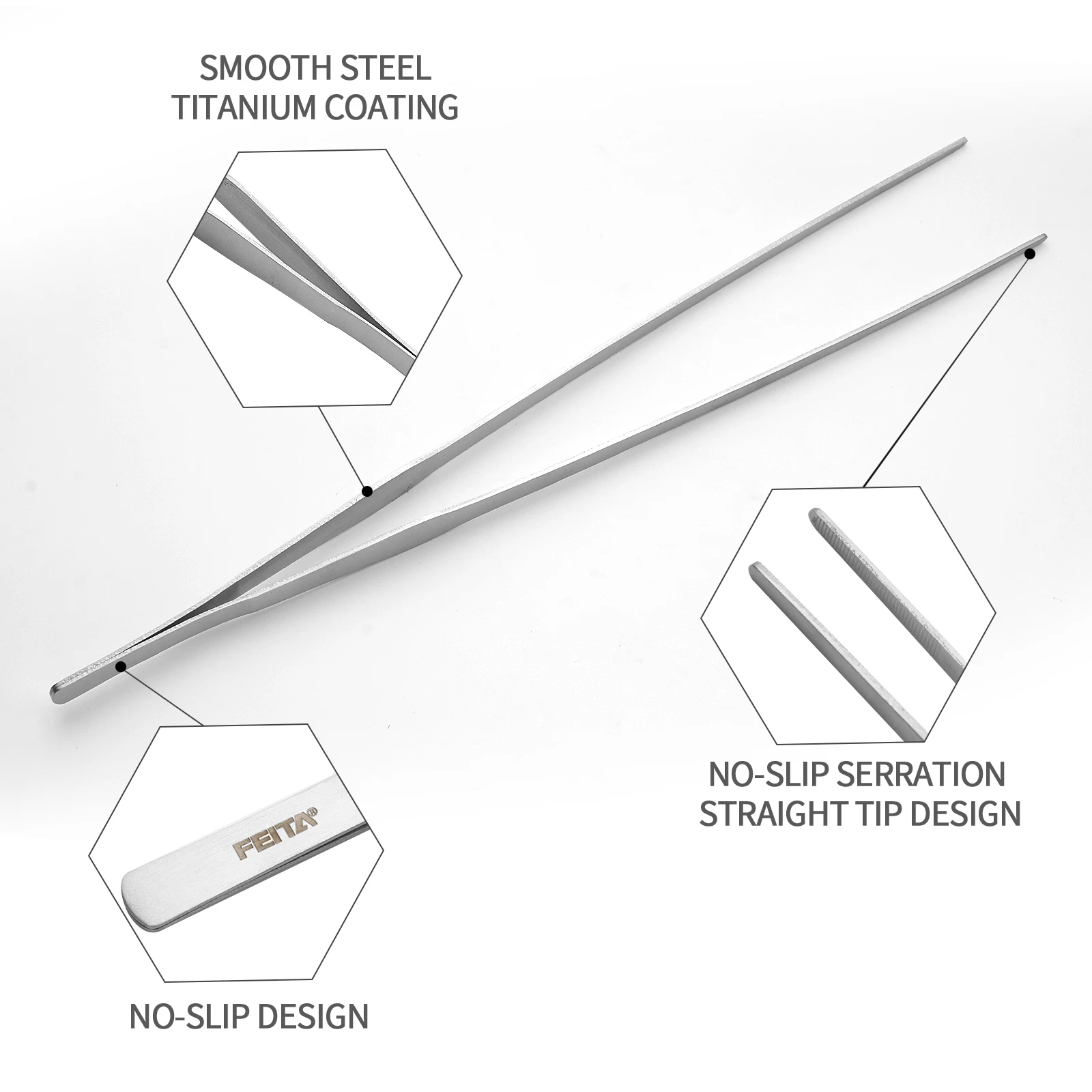 FEITA製、長めのステンレス製ピンセット。水槽用、水生植物 - Feeding Tong Stainless のレビューと価格