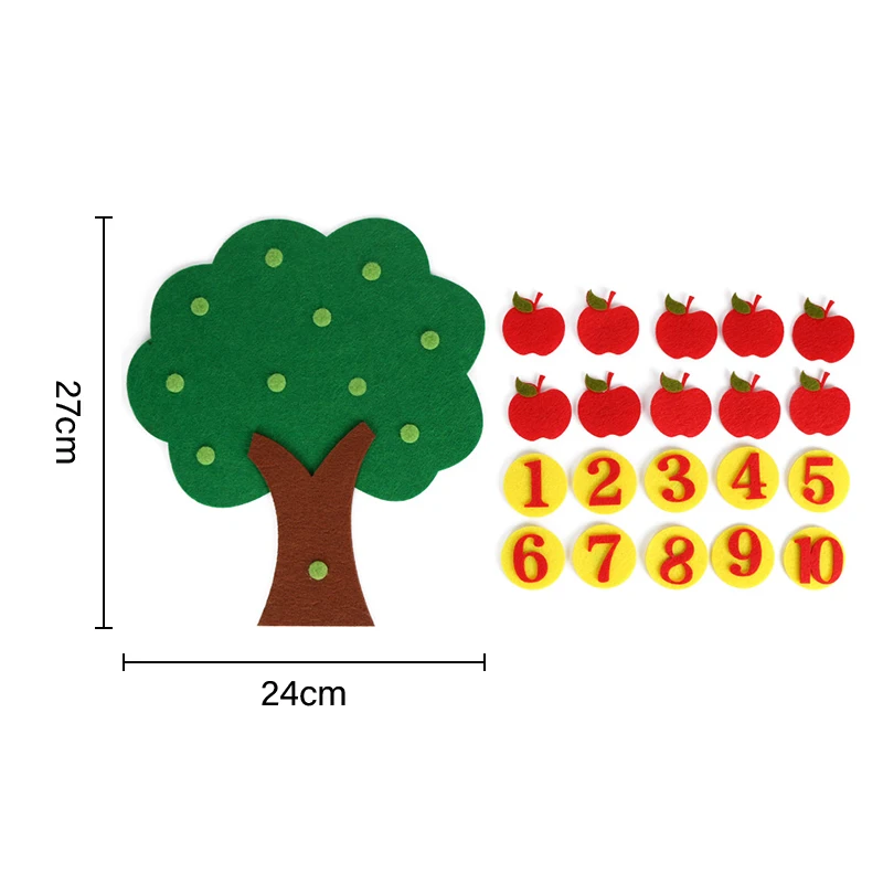 Brinquedo educativo de maçã vermelha para crianças, quebra-cabeça não tecido, brinquedos de matemática artesanais, festa bonita, família, jogo escolar, vibrante, 1 conjunto