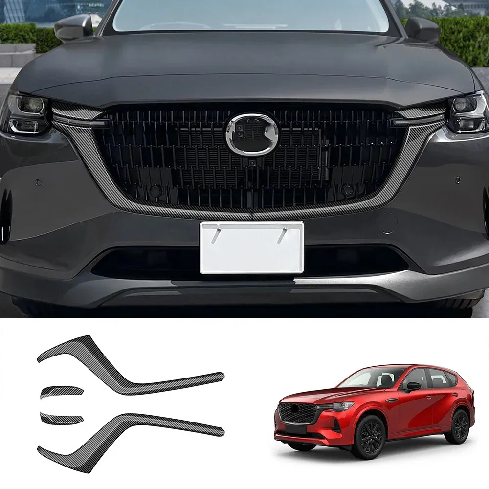 For Mazda CX60 cx 60 2022 2023 2024 ABS black Car Front Bumper Racing Grills Mesh Grille Around Cover Trim Car Accessories