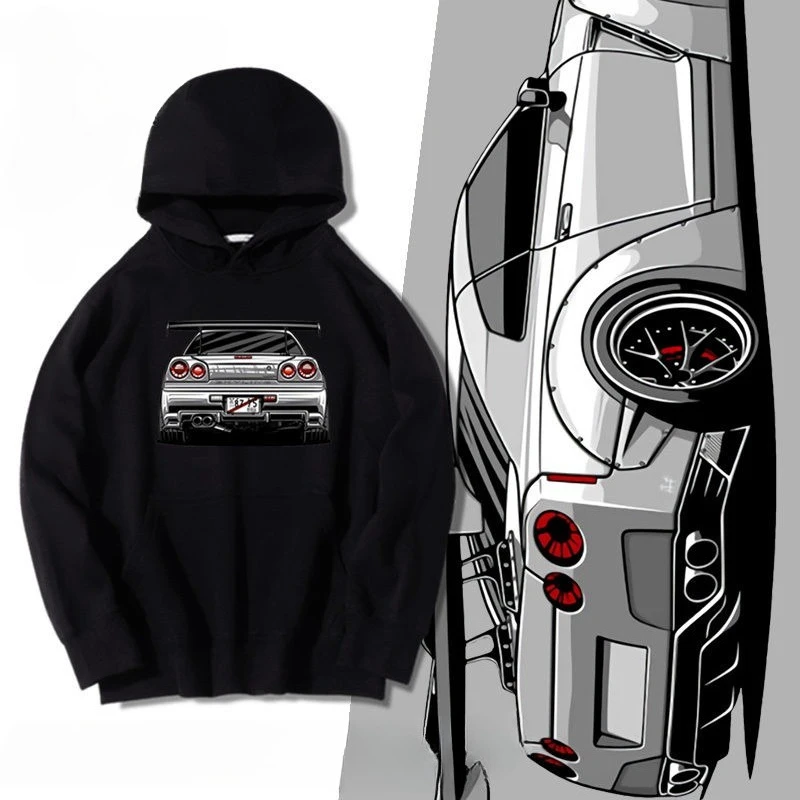 

JDM Car осенне-зимний топ GTR R35 God of War Nismo модифицированный автомобиль тонкий повседневный свитер с капюшоном мужской и женский свитшот