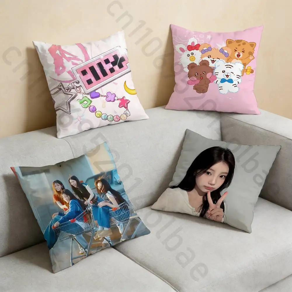 I-Illit Cute ICONIC Pillow Case Anti-dustmite Pillowcase Invisible zipper silky short plush Sofa cushion cover