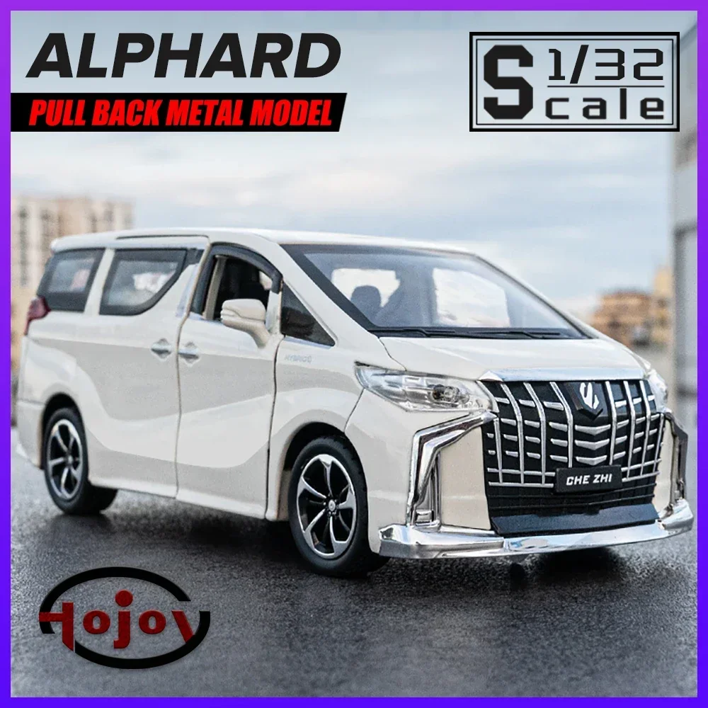 

Metal Cars Toys Scale 1/32 Alphard MPV Diecast Alloy Car Model for Boys Children Kids Toy Vehicles Sound and Light Pull Back