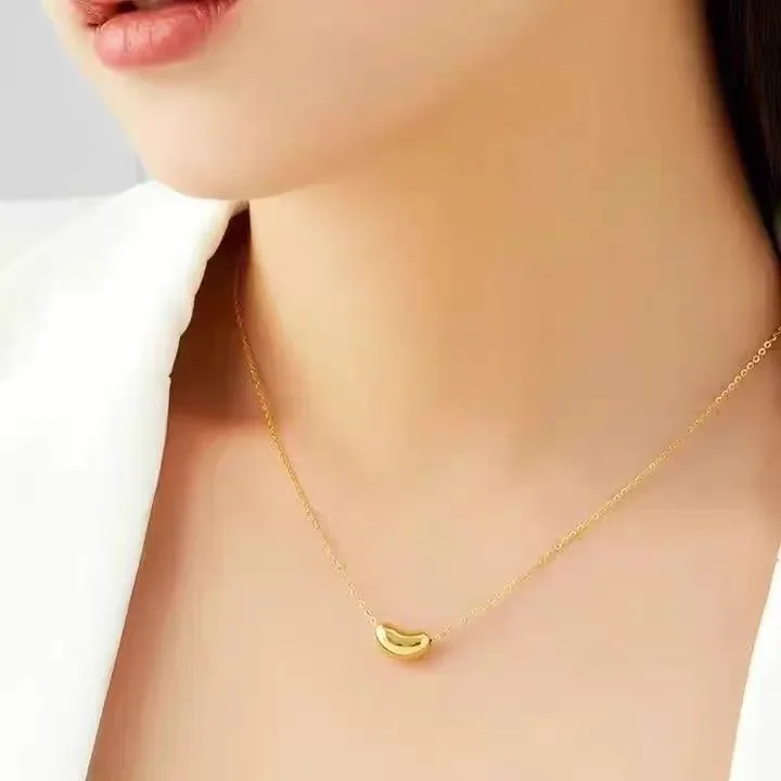 

fashion Acacia Bean Pendant Gold Necklace, Lucky Bean Clavicle Necklace for Woman Birthday Gift