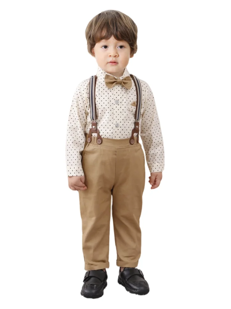 Set Boutique di compleanno per 1 2 3 4 5 6 vestiti autunnali per bambini camicia a maniche lunghe con stampa a pois + pantalone solido vestito di cotone per bambini bambino