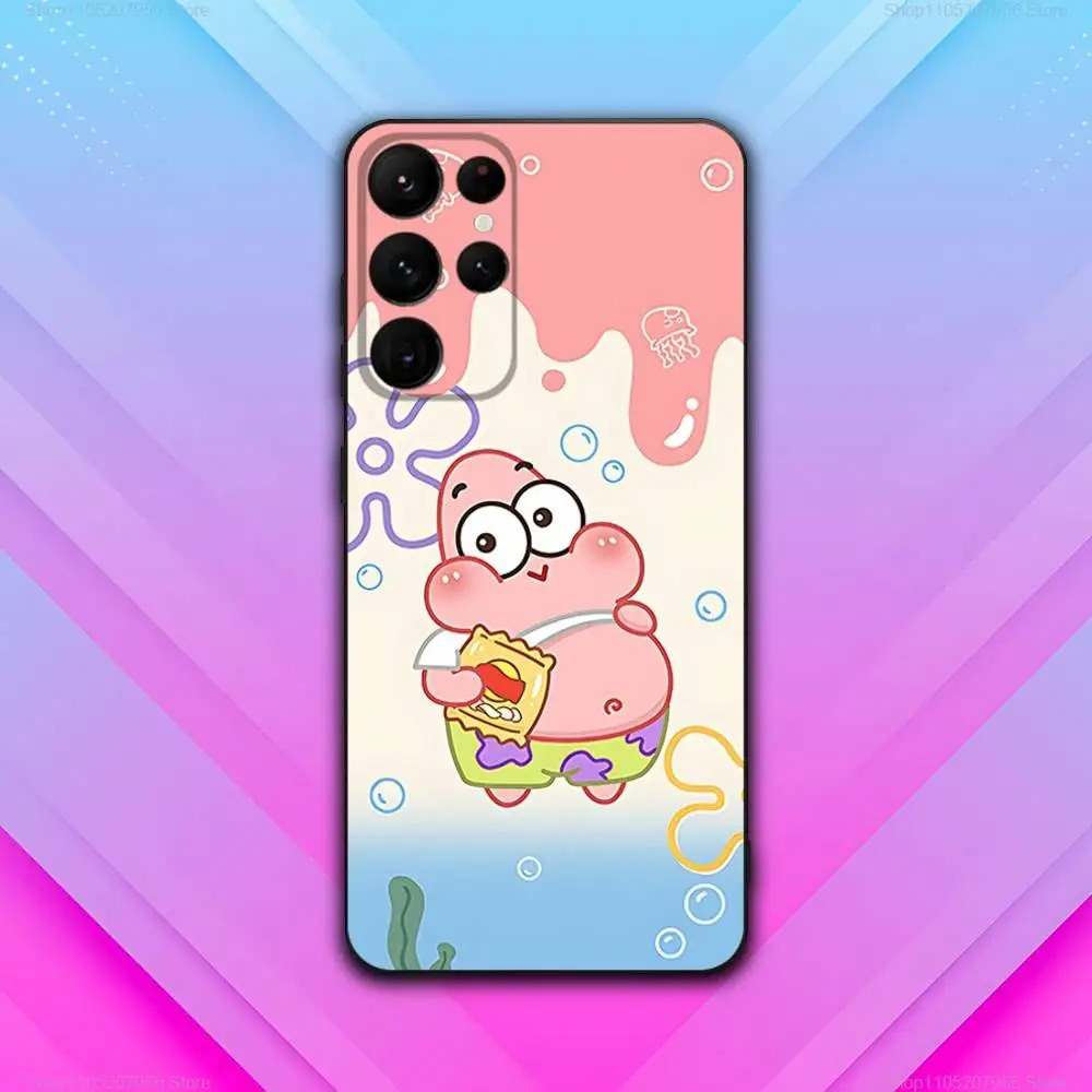 P-Patricks-ES Cute S-Star Untuk Samsung S30,S25,S24,S23,S22,S21,S20,Fe,Lite,5G,Ultra,Plus,Black Phone Case Ultra-Thin