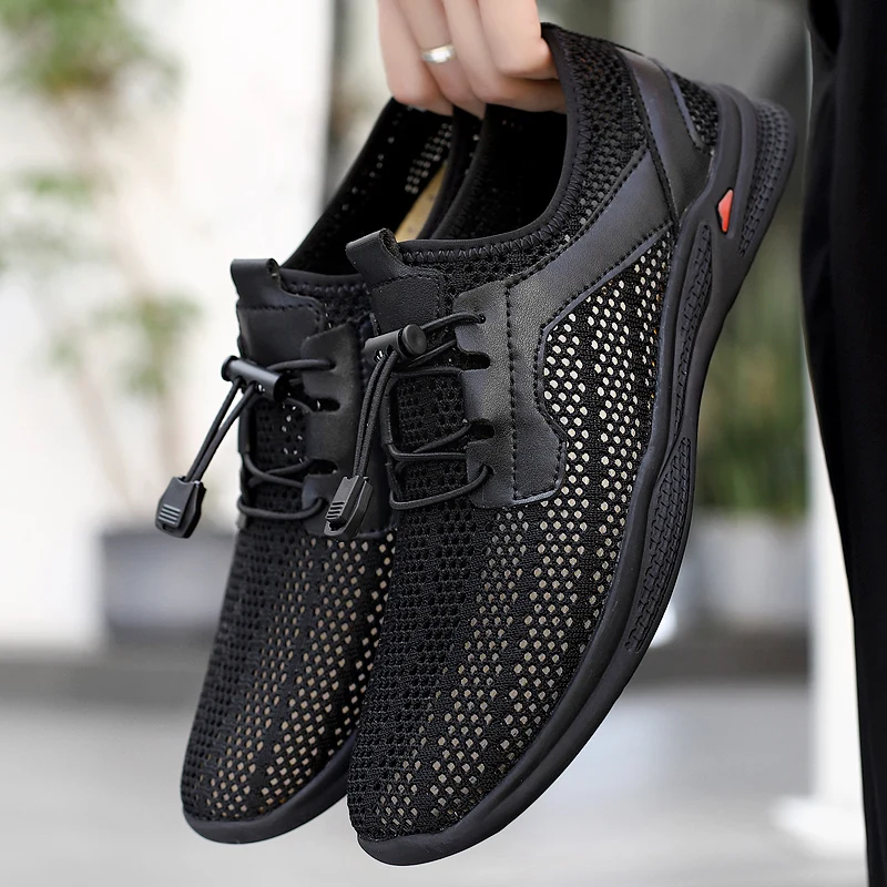 

Summer New Men Casual shoes Brand Mocassins Hollow Out Breathable Sneakers Plus Size 36-46 Mens Loafers Light Soft Driving shoes