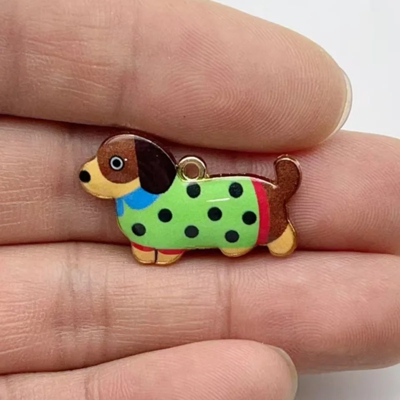 12pcs Cartoon Animal Sausage Dog Pendant DIY Earrings Keychain Necklace Pendant Accessories view 2