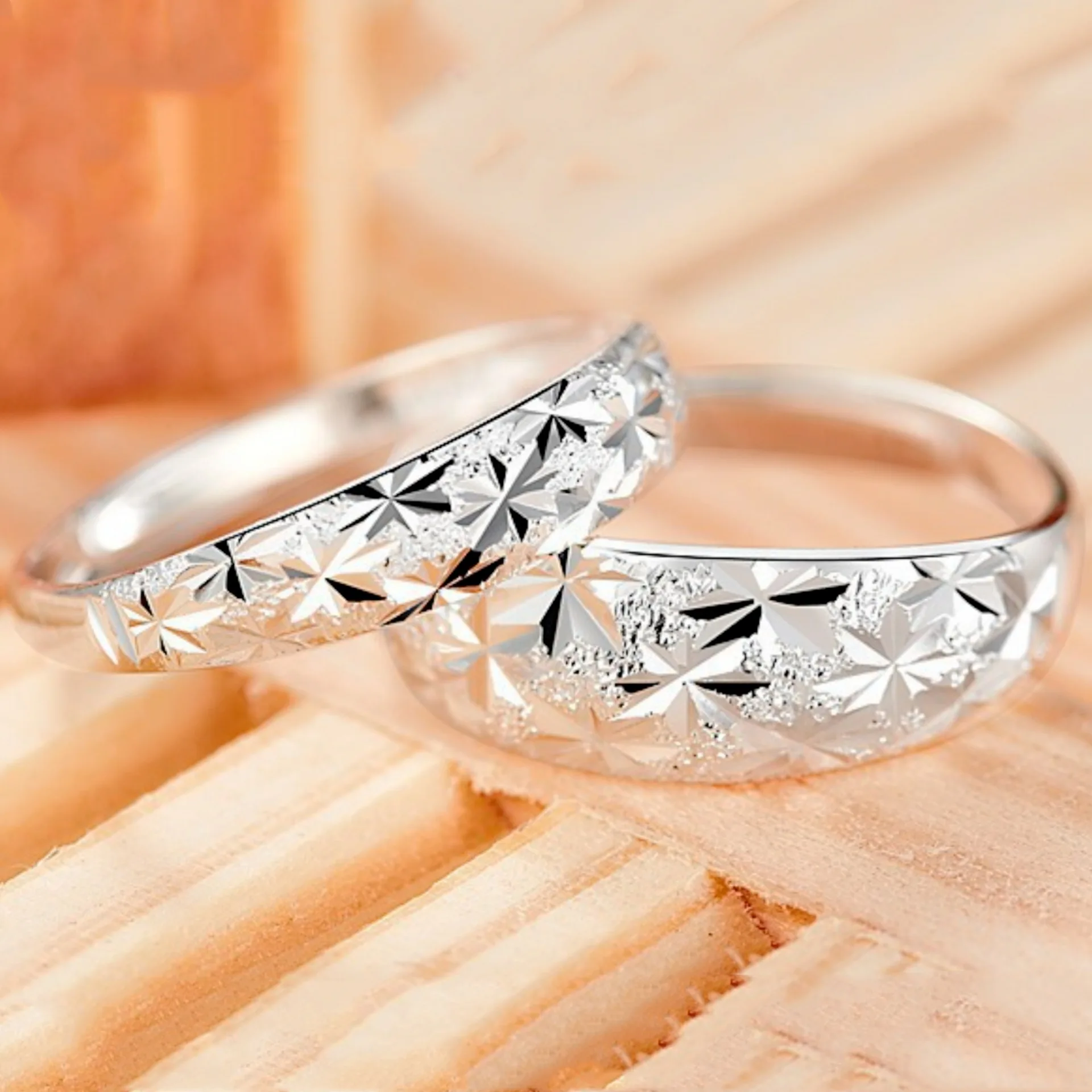 2pcs 925 Sterling Silver Couple Rings Zircom For Women Man Exquisite Student Girlfriend Silver Jewelry Accessories Wedding
